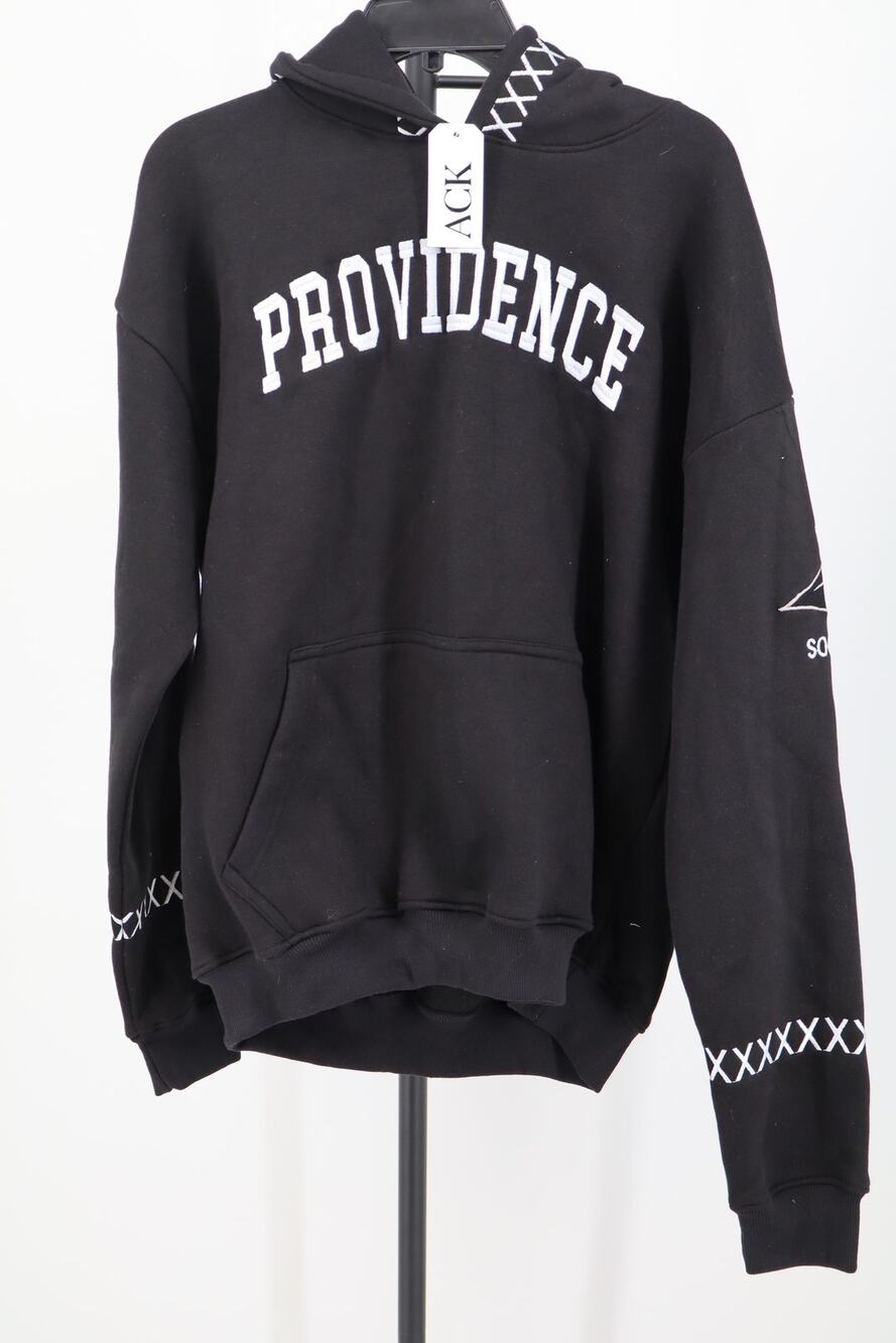 NEW ACK Avenue Providence Hoodie Men's Black Long Sleeve Embroidered Size L